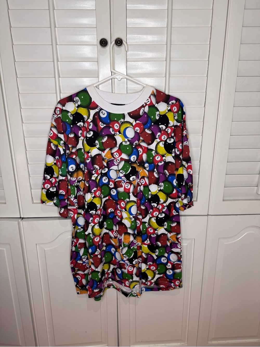 Vintage Y2K All Over Print T Shirt , 2XL, 8 Ball Pool Skater Hip Hop Baggy.